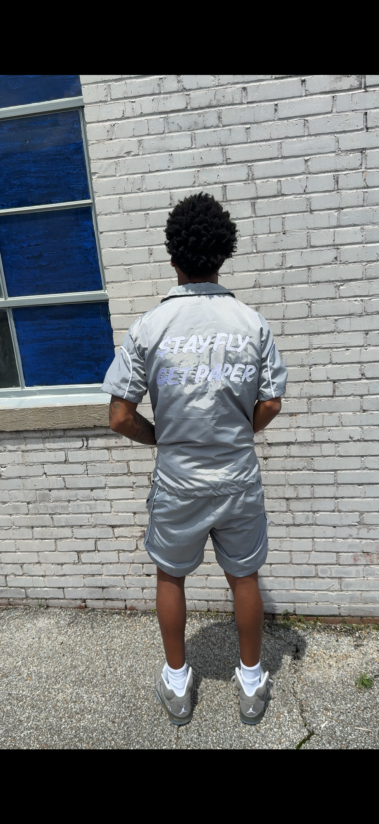 GRAY A$F WINDBREAKER SHORT SET