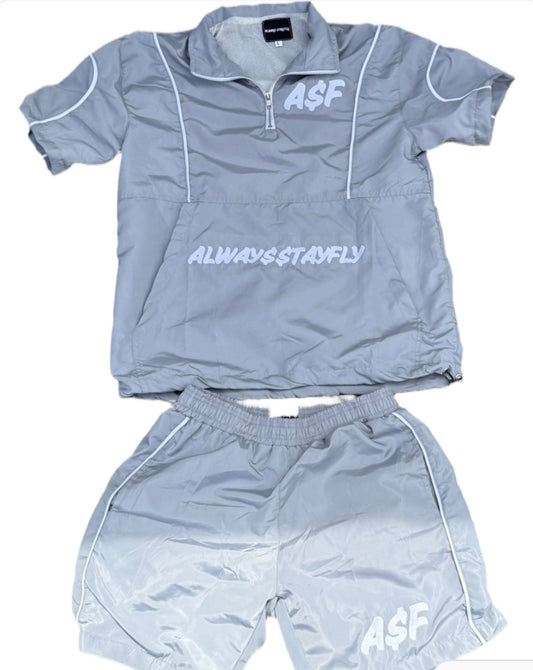 GRAY A$F WINDBREAKER SHORT SET