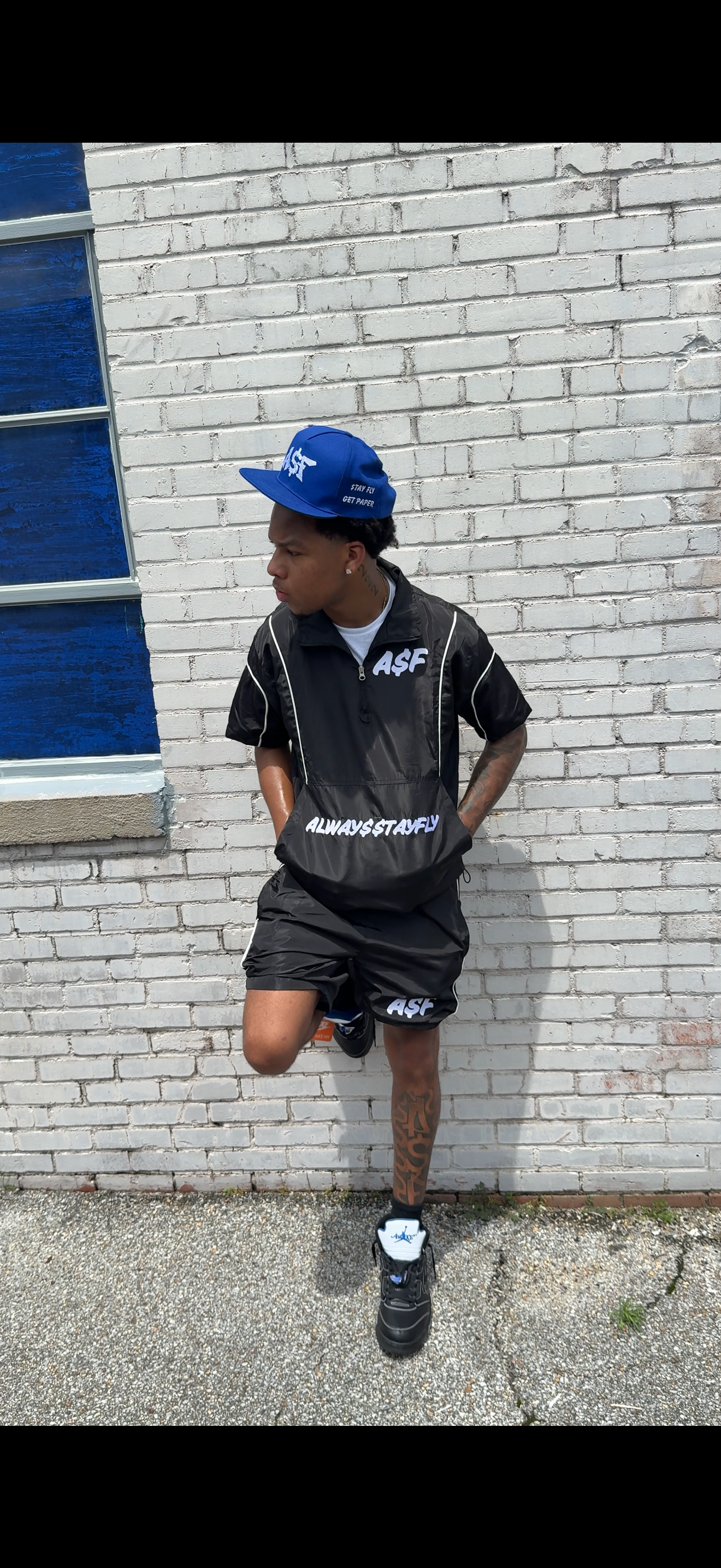 BLACK A$F SHORT WINDBREAKER SET
